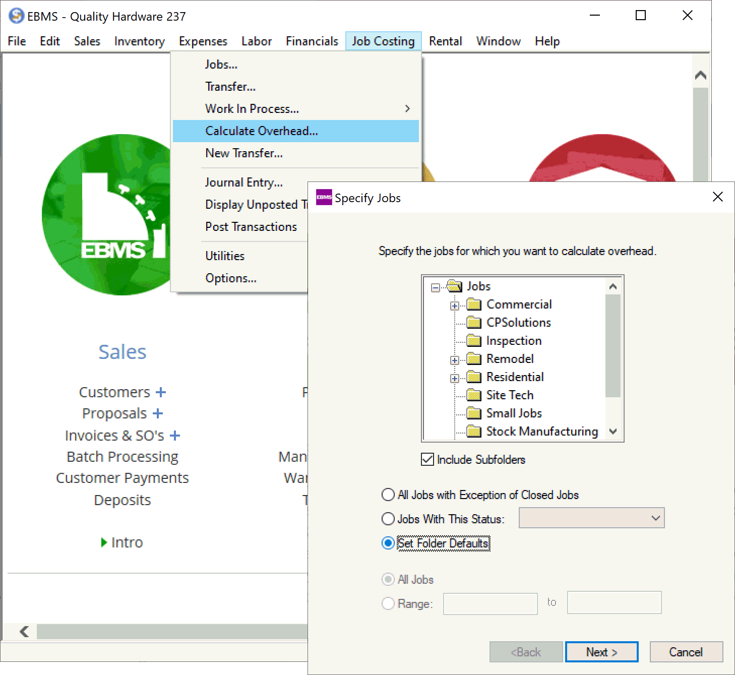 Calculate Job Overhead